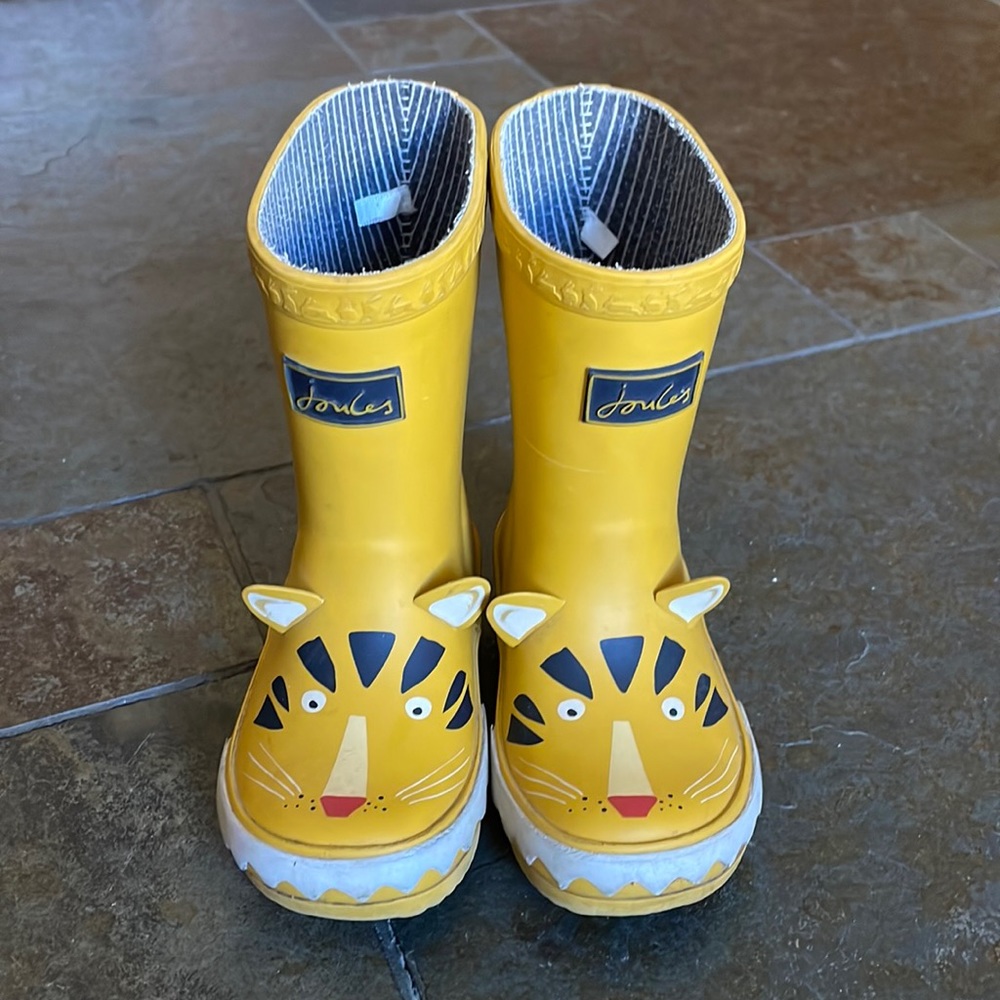 Joules yellow tiger rain boots wellies style toddler size 7